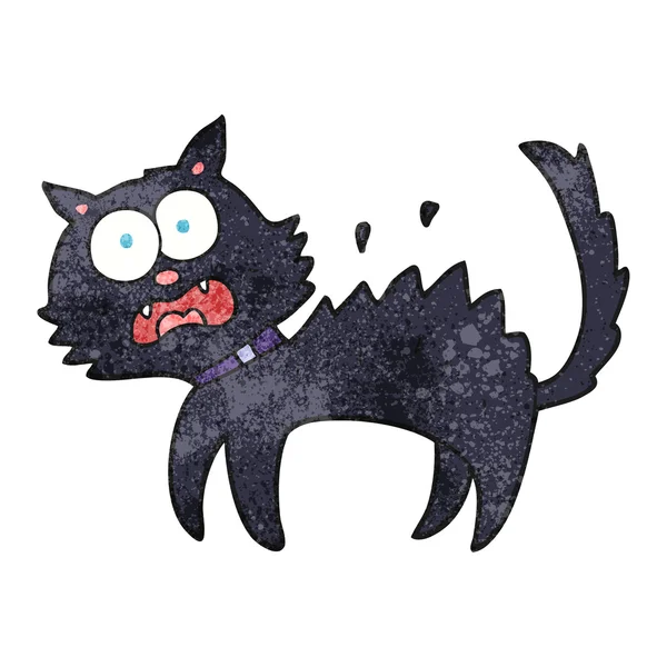 Textured cartoon scared black cat — Stock Vector
