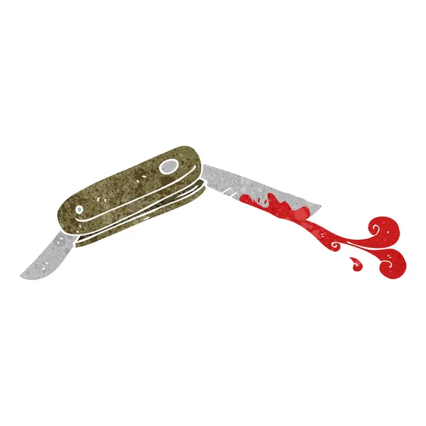 Retro cartoon bloody folding knife — Stock Vector