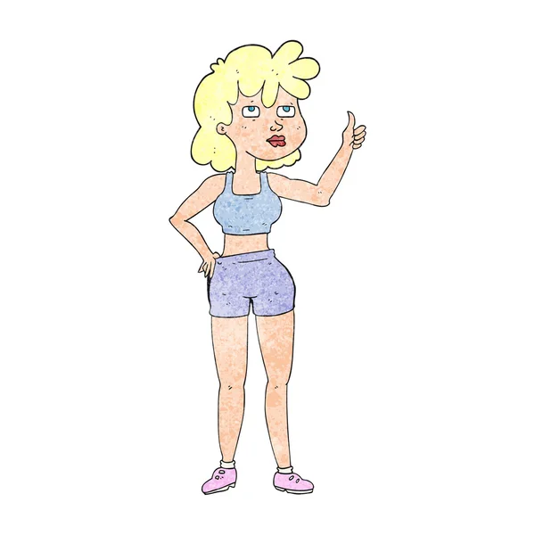 Getextureerde cartoon sportschool vrouw — Stockvector