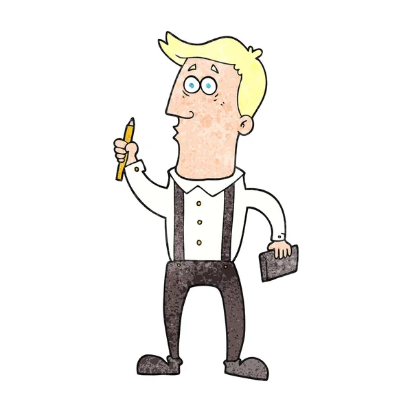 Texturizado cartoon homem com notebook — Vetor de Stock