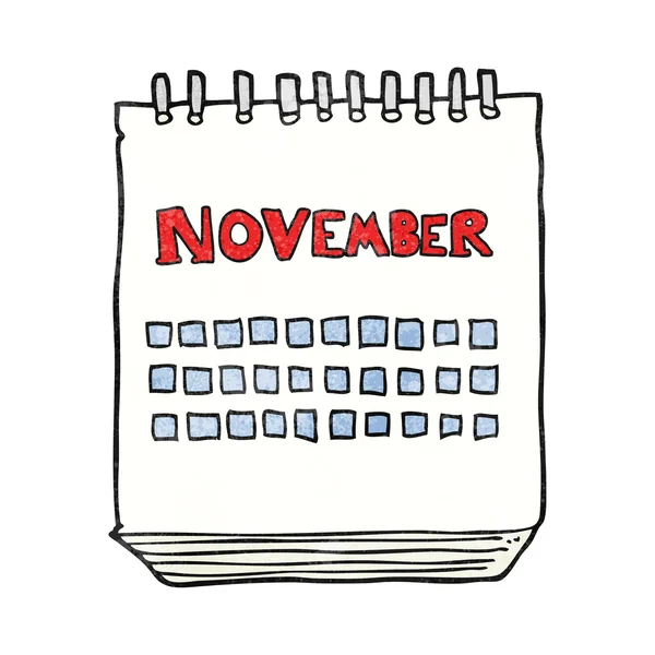 Calendário cartoon texturizado mostrando mês de novembro — Vetor de Stock