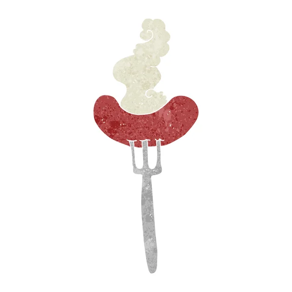 Saucisse chaude dessin animé rétro — Image vectorielle