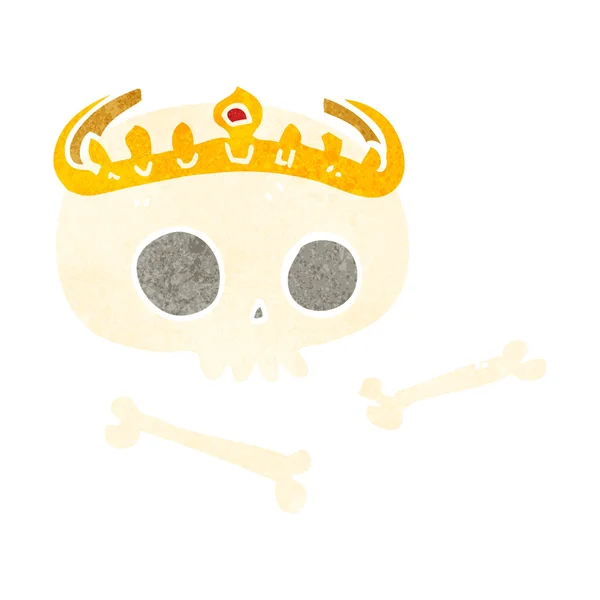Retro cartoon schedel dragen tiara — Stockvector
