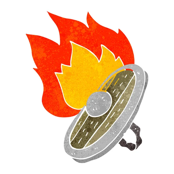 Escudo de dibujos animados retro quema — Vector de stock