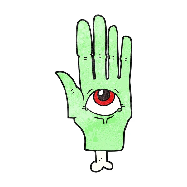 Textured cartoon spooky eye hand — Stock Vector