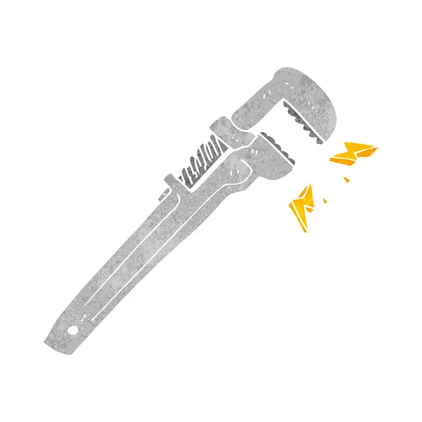 Llave ajustable de dibujos animados retro — Vector de stock