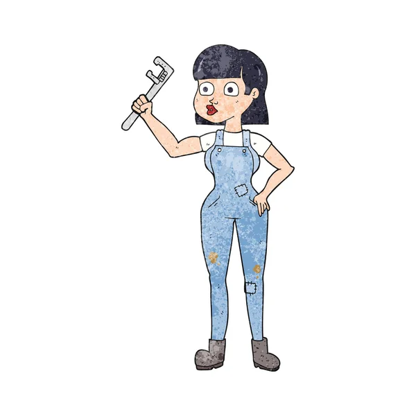 Getextureerde cartoon vrouwelijke loodgieter — Stockvector
