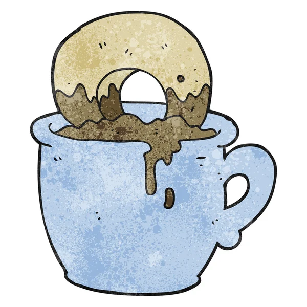 Getextureerde cartoon donut dompelde in koffie — Stockvector