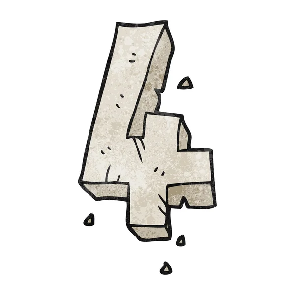 Getextureerde cartoon stenen nummer vier — Stockvector