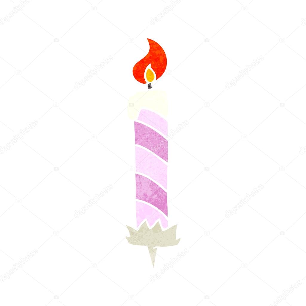 Retro Cartoon Birthday Cake Candle Stock Vector