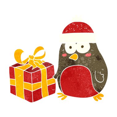 retro çizgi film noel robin