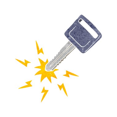 Retro karikatür elektrikli araba anahtar