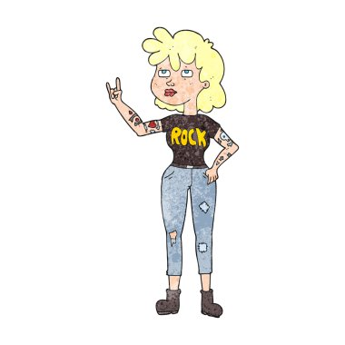 dokulu karikatür rockçı kız