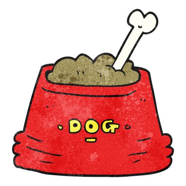 dokulu karikatür köpek gıda kase