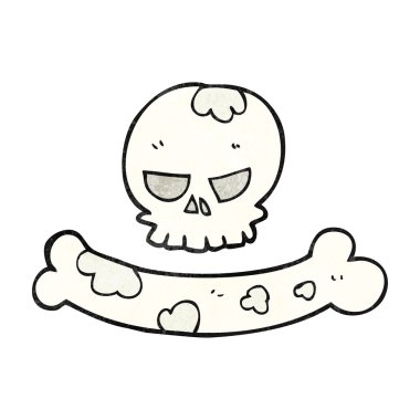 dokulu karikatür kafatası ve kemik sembolü