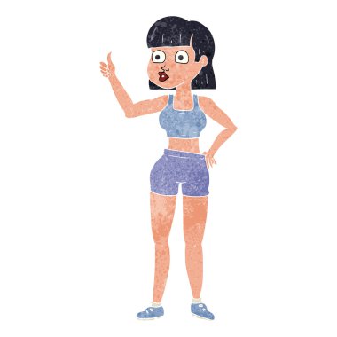 Retro karikatür jimnastik salonu kadın