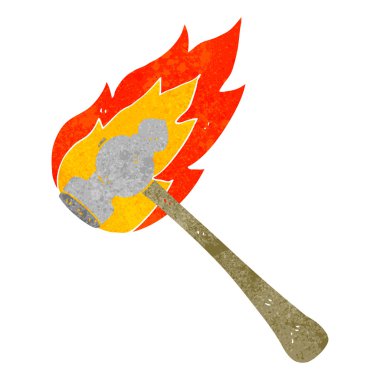 Retro karikatür yanan çekiç