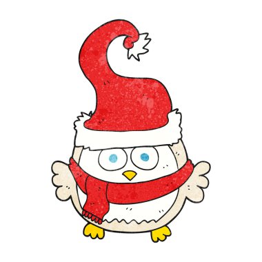 Noel şapka dokulu karikatür baykuş