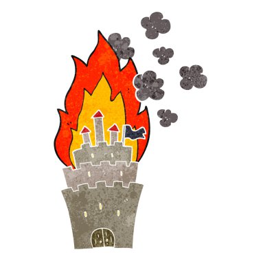 Retro karikatür yanan Kalesi