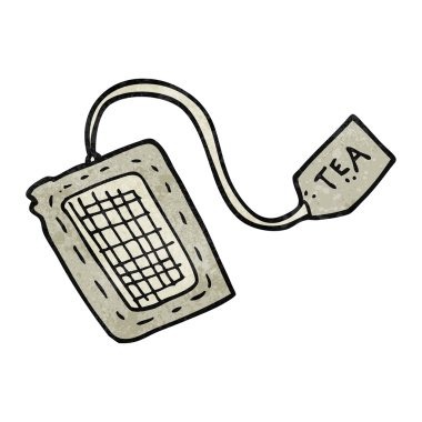 Retro karikatür çay poşeti