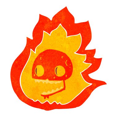 Retro karikatür yanan kafatası