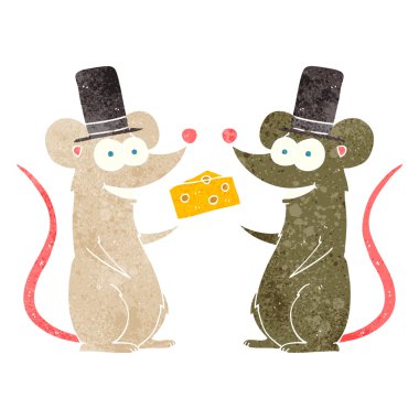 Retro karikatür fareler peynir ile