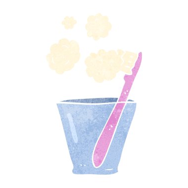 Retro karikatür diş fırçası cam