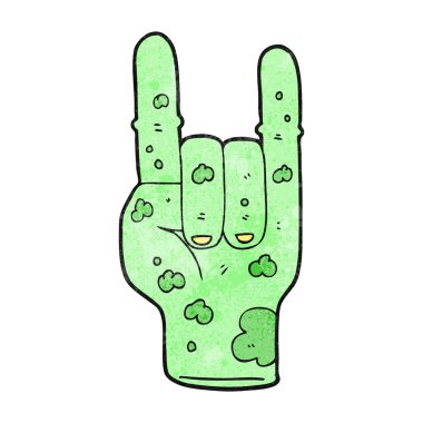 dokulu çizgi film zombi el boynuz işareti yapmak