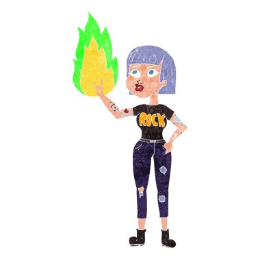 Retro karikatür kaya kız