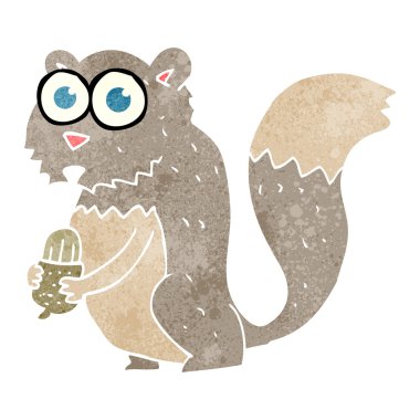 Retro karikatür kızgın sincap fındık ile