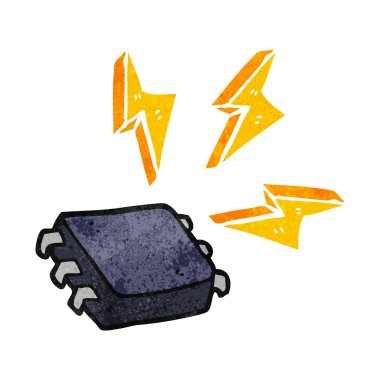 Retro karikatür bilgisayar çipi