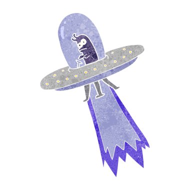 Retro karikatür uçan daire