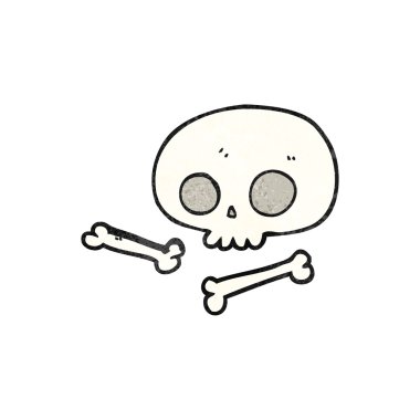 dokulu karikatür kafatası ve kemikler