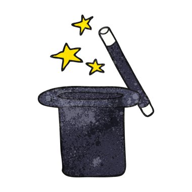 dokulu karikatür sihirbazın üst şapka