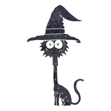 Retro çizgi film halloween kedi