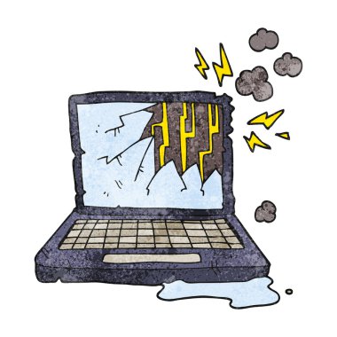 dokulu karikatür kırık bilgisayar
