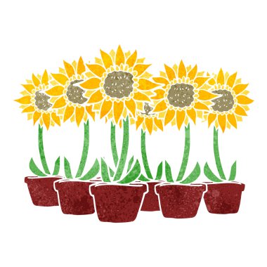 Retro karikatür ayçiçeği