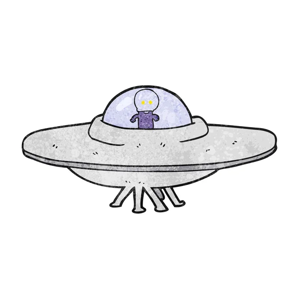 Soucoupe volante alien dessin animé texturé — Image vectorielle
