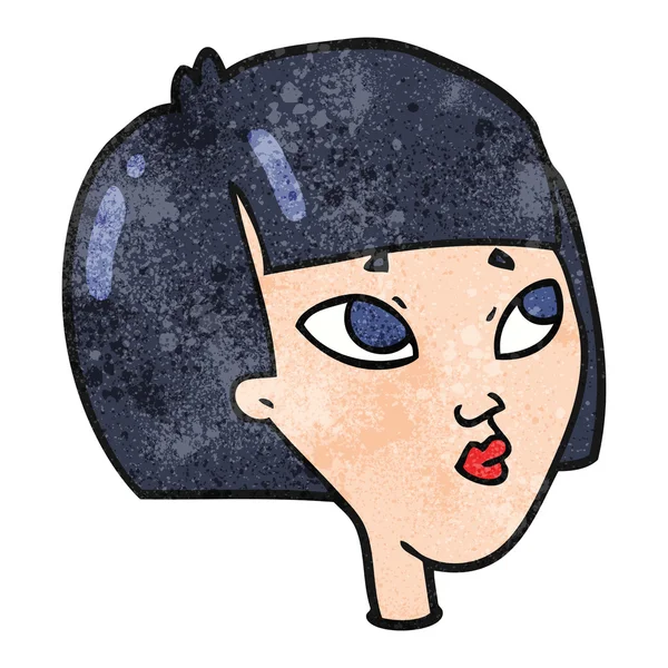 Testurizzato cartoni animati volto femminile — Vettoriale Stock