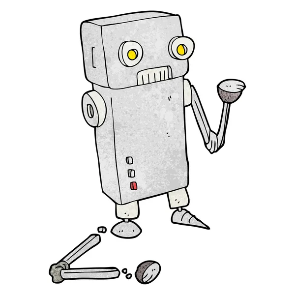 Dokulu karikatür kırık robot — Stok Vektör