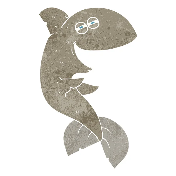Tiburón caricatura retro riendo — Archivo Imágenes Vectoriales