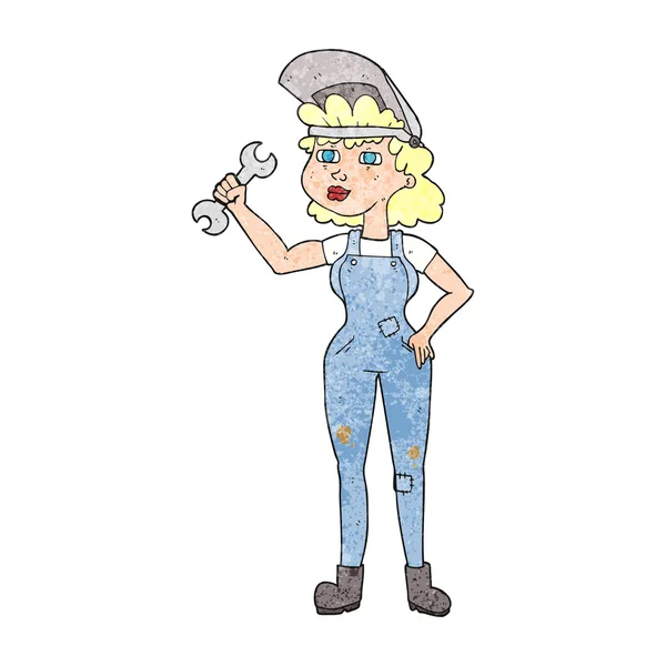 Mujer de dibujos animados con textura con llave — Vector de stock