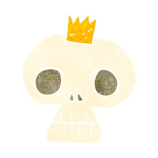 Calavera de dibujos animados retro con corona — Archivo Imágenes Vectoriales