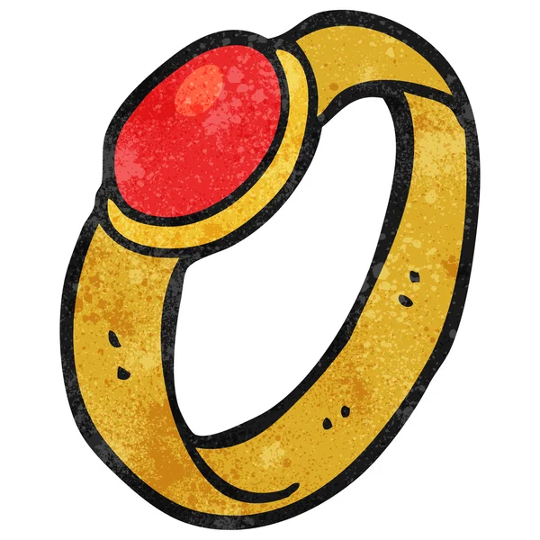 Strutturato anello rubino cartone animato — Vettoriale Stock