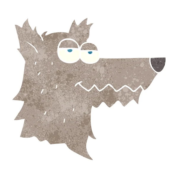 Retro cartoon wolf head — Stock Vector