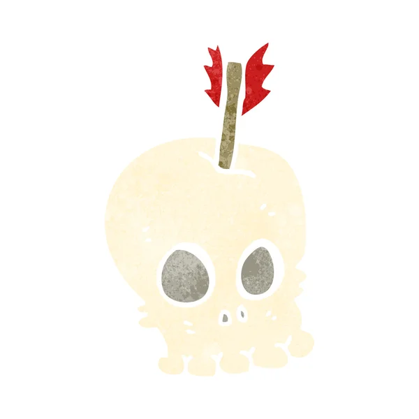 Retro cartoon schedel met pijl — Stockvector