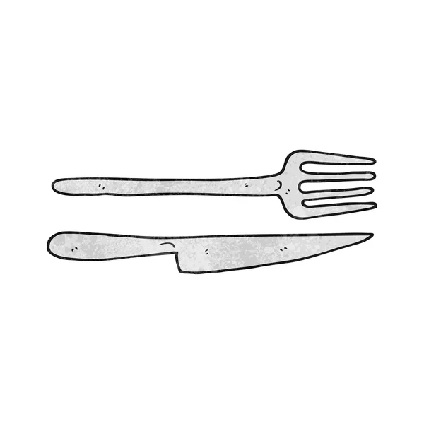 Cuchillo de dibujos animados texturizado y tenedor — Vector de stock
