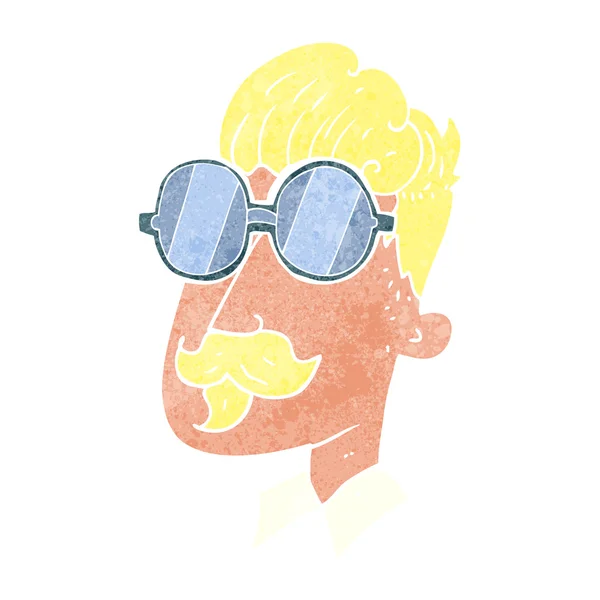 Homme dessin animé rétro avec moustache et lunettes — Image vectorielle