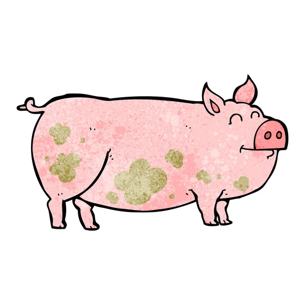 Textured cartoon muddy pig — Stock Vector