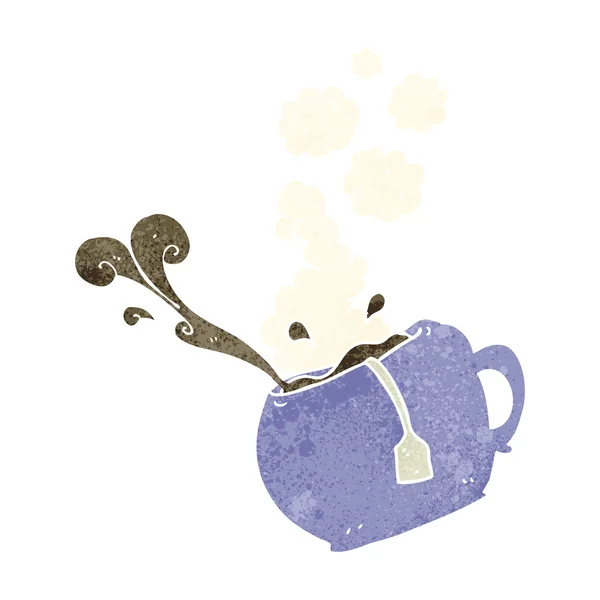 Retro desenho animado xícara de chá —  Vetores de Stock